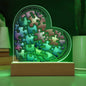 A Gift Set Message to Mom Acrylic Heart Plaque with Faux Flower Bouquet