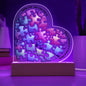 A Gift Set Message to Mom Acrylic Heart Plaque with Faux Flower Bouquet