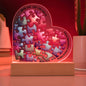 A Gift Set Message to Mom Acrylic Heart Plaque with Faux Flower Bouquet