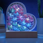 A Gift Set Message to Mom Acrylic Heart Plaque with Faux Flower Bouquet
