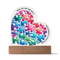 A Gift Set Message to Mom Acrylic Heart Plaque with Faux Flower Bouquet