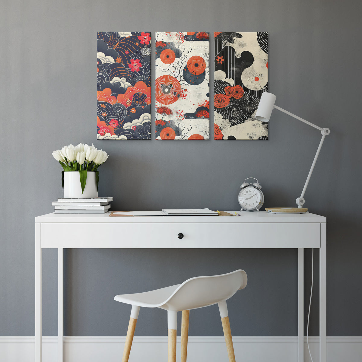 Japandi Wall Art 3 Piece Canvas, Wall Decor, Living Room Decor, Bedroom Decor, Japanese Art Canvas