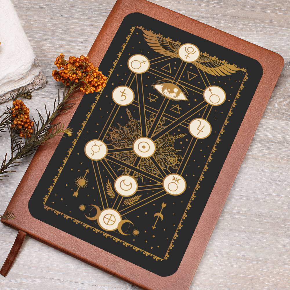 Tree of Life 10 Sefirot - Vegan Leather Cover Journal Notebook