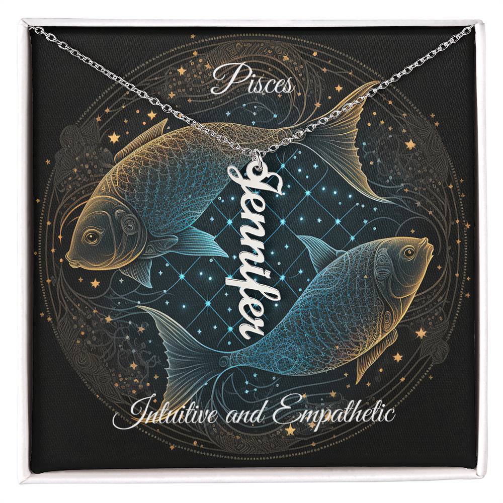 Pisces Custom Created Name Necklace with Personalized Message