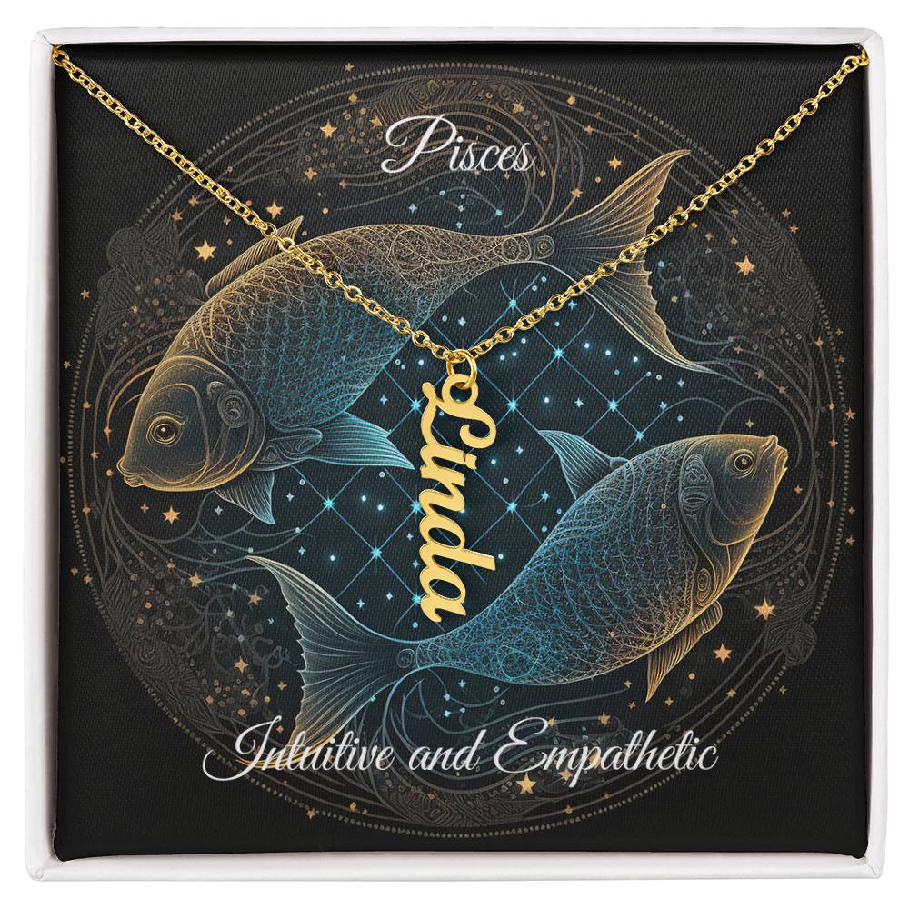Pisces Custom Created Name Necklace with Personalized Message