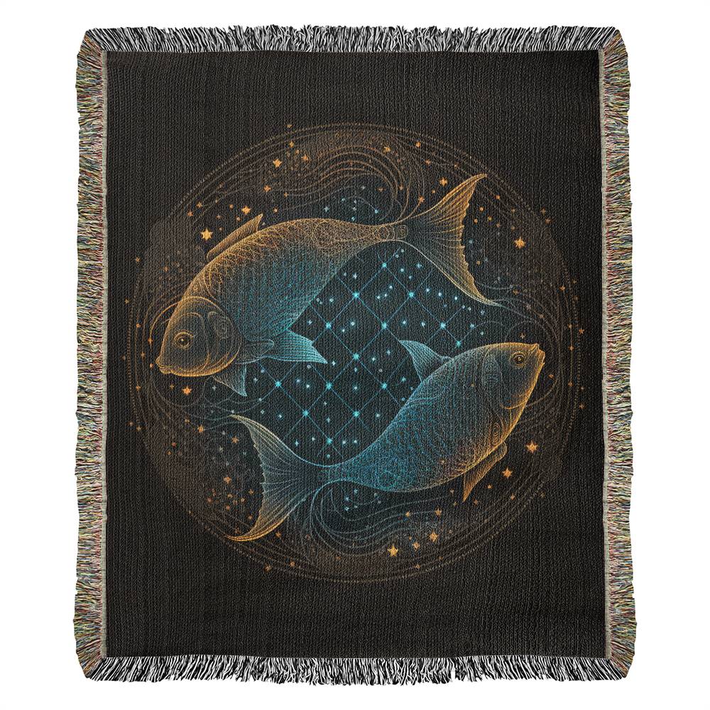 Pisces Woven Tapestry Throw Blanket, Gift for Pisces, Zodiac Pisces, Birthday Gift