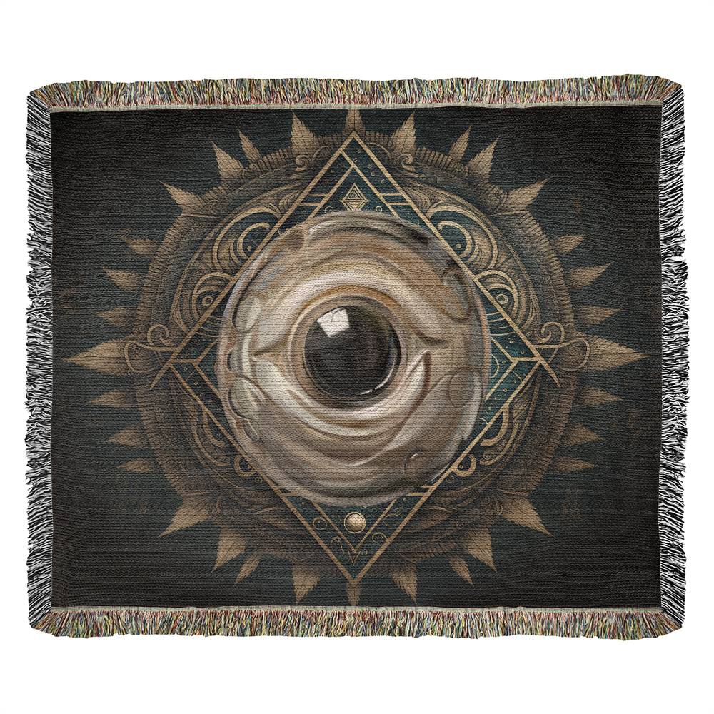 All Seeing Eye Tapestry Woven Throw Blanket, Esoteric, Mystic, Alchemy, Metaphysical, Hermetic, Occult Gift,  Heirloom Cotton Yarn Woven