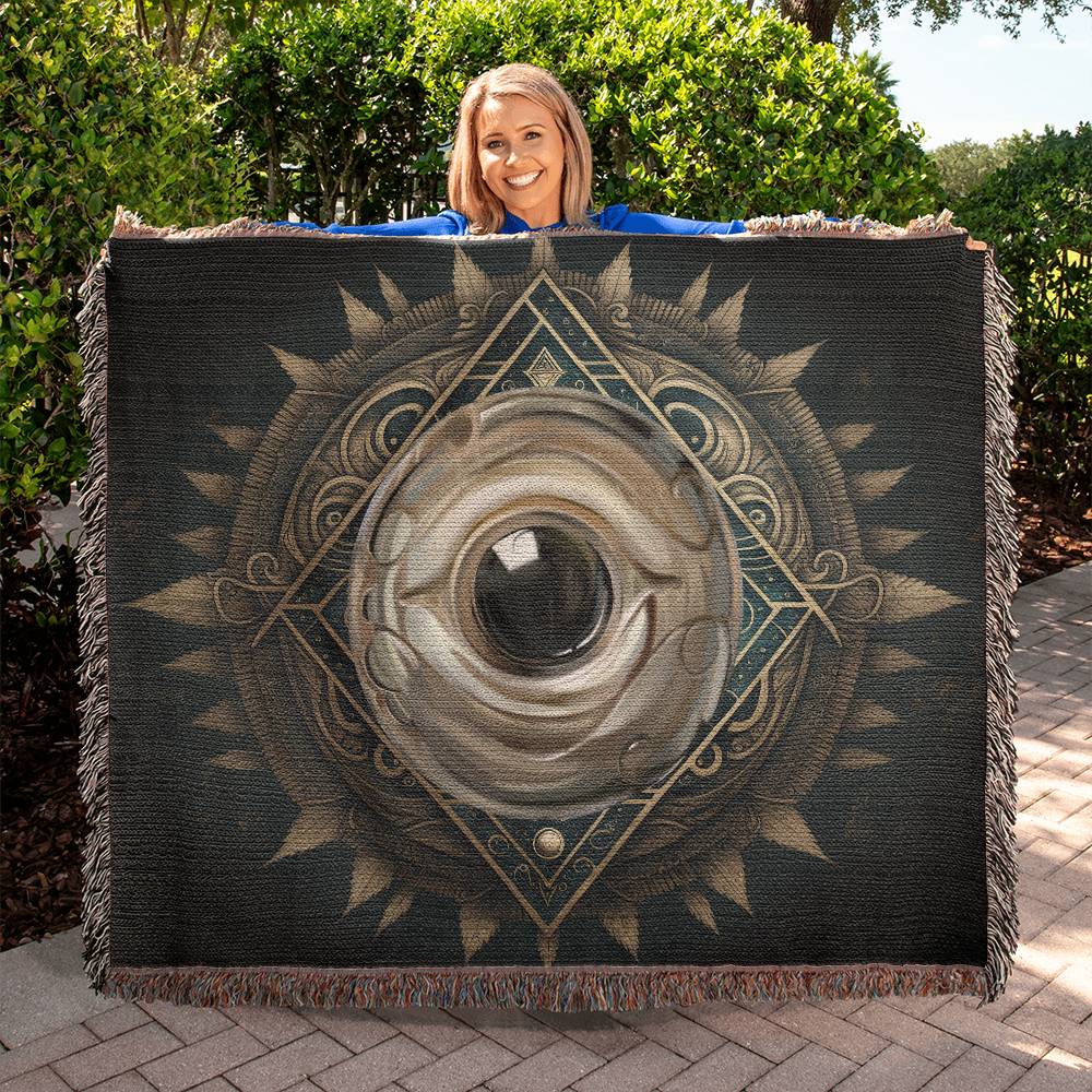 All Seeing Eye Tapestry Woven Throw Blanket, Esoteric, Mystic, Alchemy, Metaphysical, Hermetic, Occult Gift,  Heirloom Cotton Yarn Woven