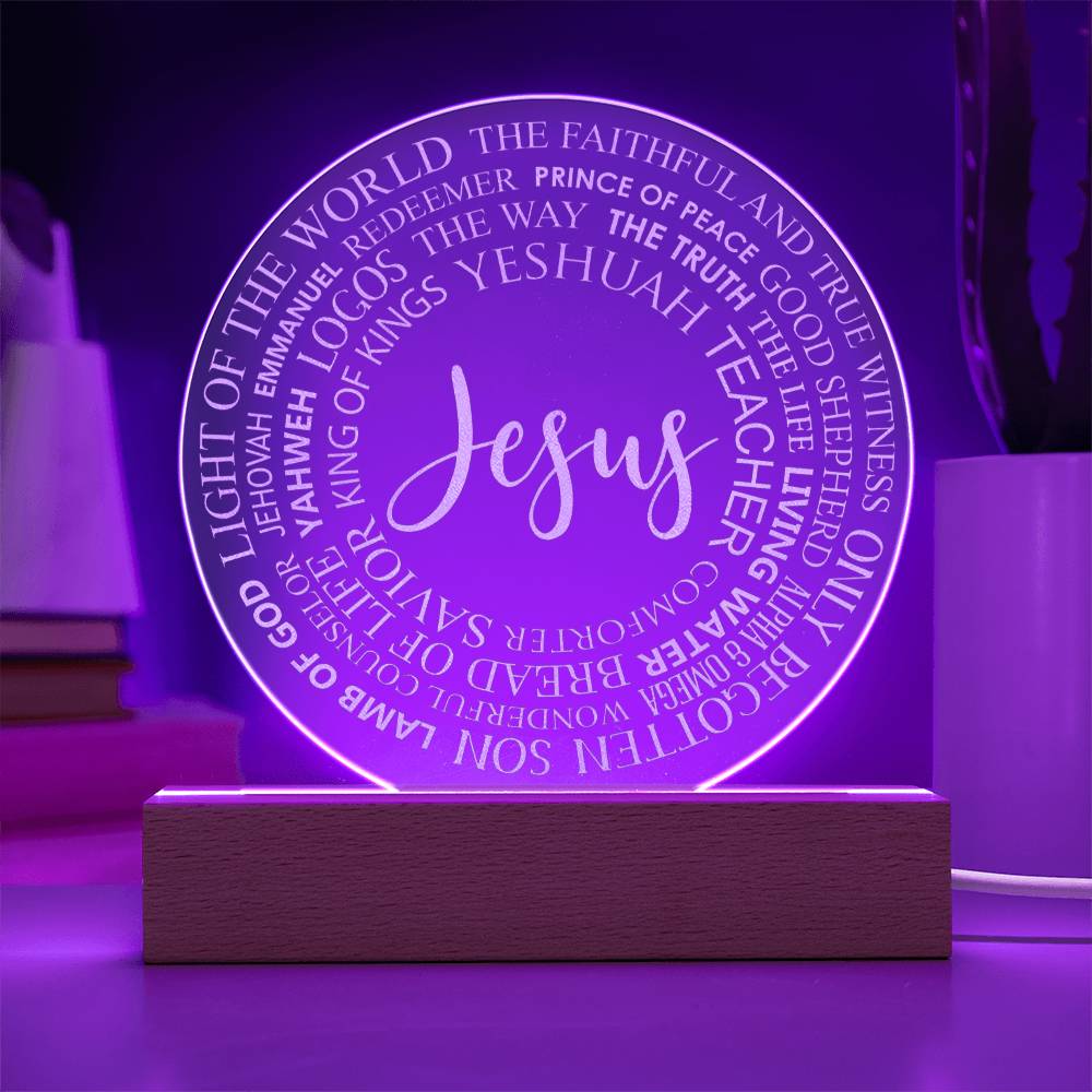Jesus Names Engraved Acrylic Plaque, Living Room Decor, Kid's Room, Homeschool Decor