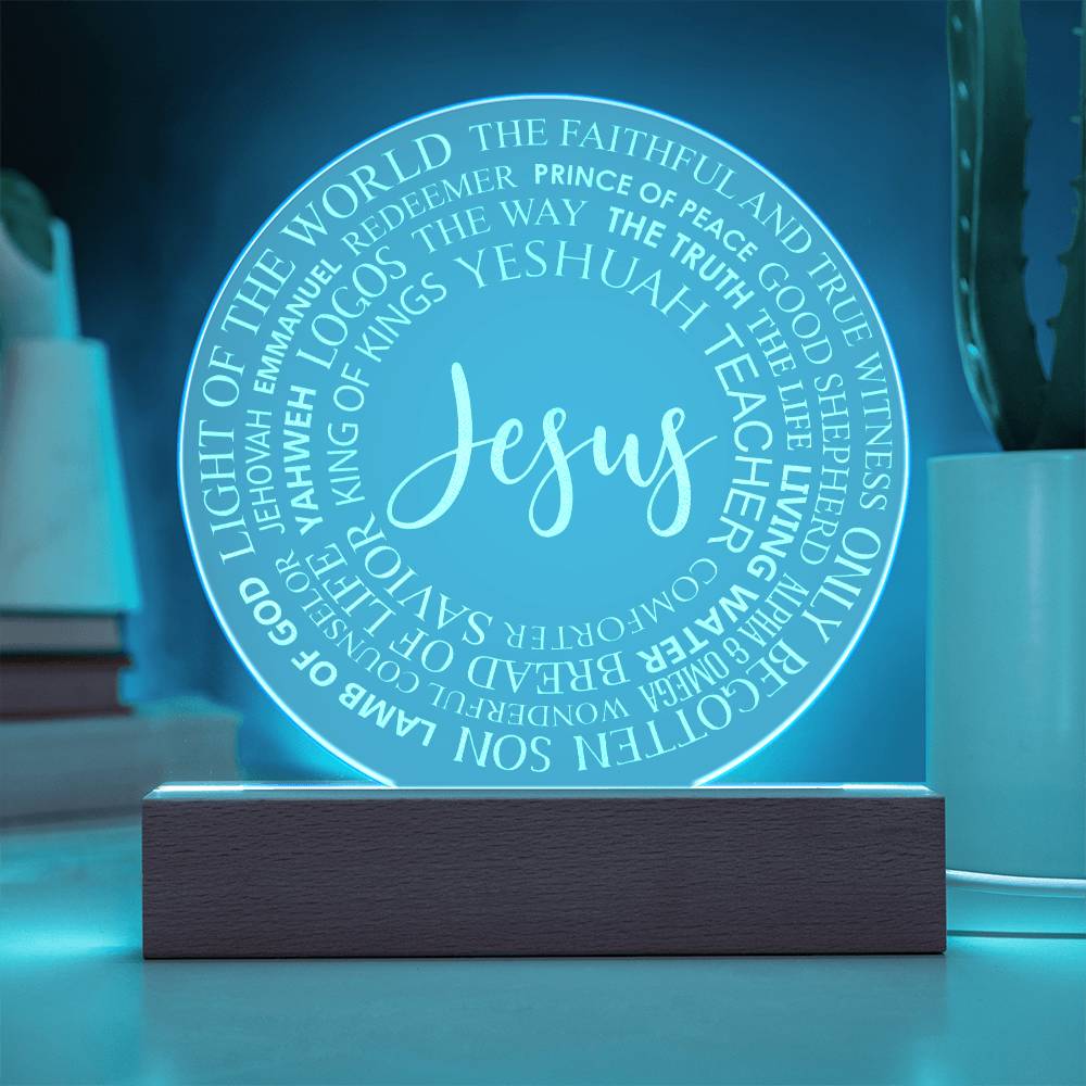 Jesus Names Engraved Acrylic Plaque, Living Room Decor, Kid's Room, Homeschool Decor