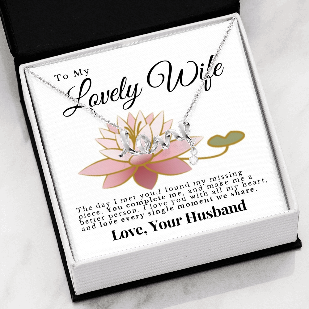 Love Pendant, Cursive 3D Love Letters, Gift for Wife