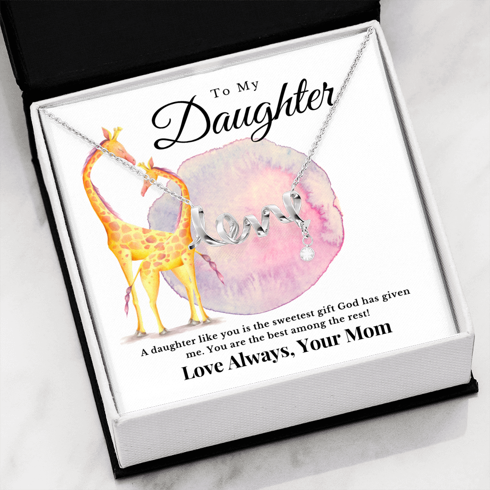 Love Pendant, Cursive 3D Love Letters, Gift for Daughter