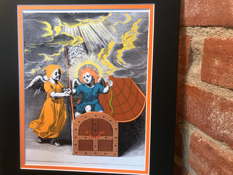 Charming Angel Wall Art, Angel Magic, Double Mat Size 11x14 with 8x10 Art, Alchemy Print, Rosicrucian, Alchemy Art, Esoteric Art, Sacred Geometry Art, Free Mason