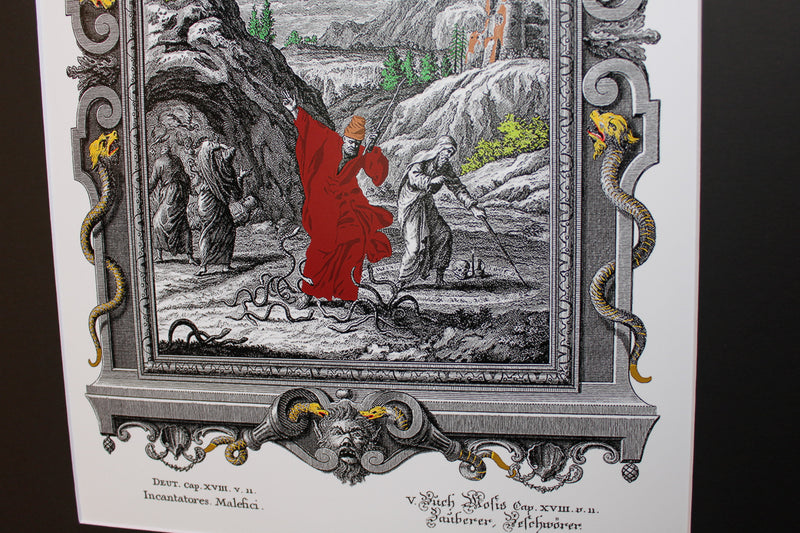 Incantatores Malefici, Bible Illustrations, Devotional Decor, Frame Size 18x24 Matted to 13x19 Artwork, illuminated Manuscript, Esoteric Art, Rosicrucian, Free Mason, Sacred Geometry Art