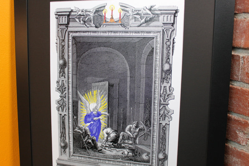 Petrus miraculo liberatus, Bible Illustrations, Devotional Decor, illuminated Manuscript, Esoteric Art, Rosicrucian, Free Mason, Sacred Geometry Art