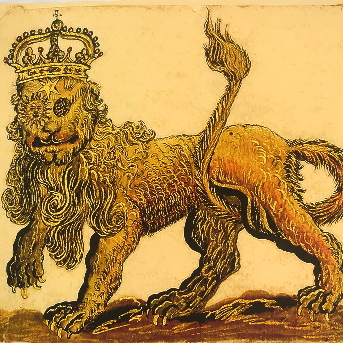 Giclee Print-Only, Illuminated Manuscript of Lion King, Esoteric Art, Sacred Geometry Art, Manly P Hall, Occult Book, Rosicrucian, FreeMason, Alchemy Artwork, Size 8.5x11 or 11x14