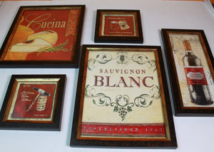 Wine and Cheese Framed Artwork Five-Piece Set, Restaurant Decor, Wine Gift Women, Wine Lover Gift, Wine Lover Office, Lounge Decor