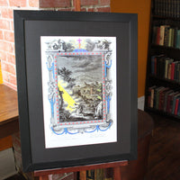 Jesus sudore languineo diffluens, Bible Illustrations, Devotional Decor, Frame Size 18x24 Matted to 13x19 Artwork, illuminated Manuscript, Esoteric Art, Rosicrucian, Free Mason, Sacred Geometry Art